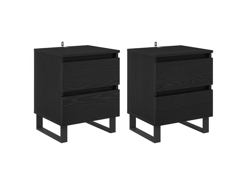  Table de chevet - cabinet de chevet - table de nuit 2 pc chêne noir 40 x 35 x 50 cm  - Conforama A