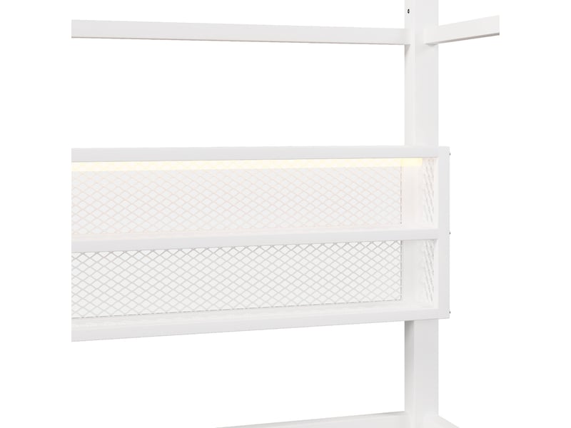  Lit maison 90x200 avec led et barrière de sécurité, blanc, structure en métal  - Conforama D