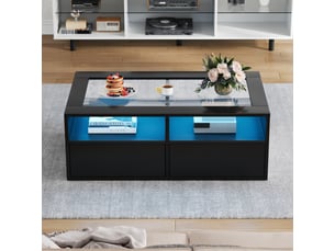 Table basse rectangulaire coloris noir <strong>MERAX</strong> <strong>table basse noir</strong> - 50 cmx100 cm