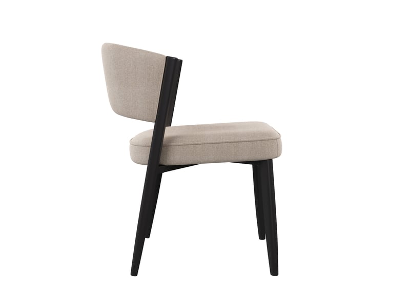  Lot de 2 chaises de salle à manger 49x60x80 cm, assise rembourrée 25d, dossier incurvé, métal et chenille taupe  - Conforama D