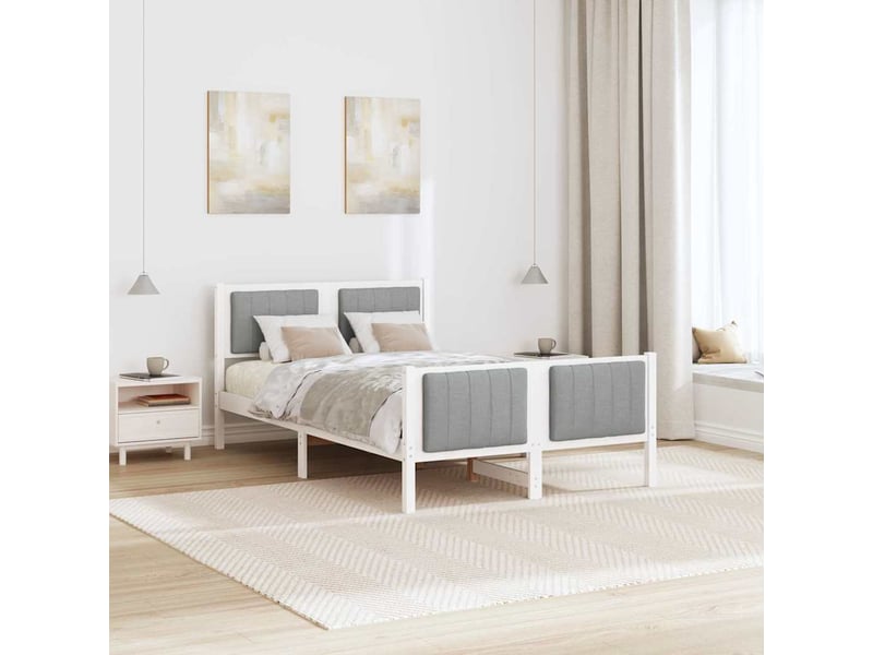  Lit double- lit adulte -  cadre de lit avec tête de lit blanc et gris clair 120 x 190 cm  - Conforama C