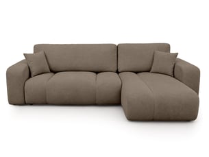 Canapé d'angle réversible fixe BESTMOBILIER MANON 4 places Tissu taupe avec coffre de rangement
