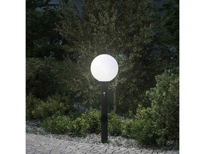 Borne lumineuse, lampadaire avec capteur et prise 80 cm noir ip44 - Conforama B