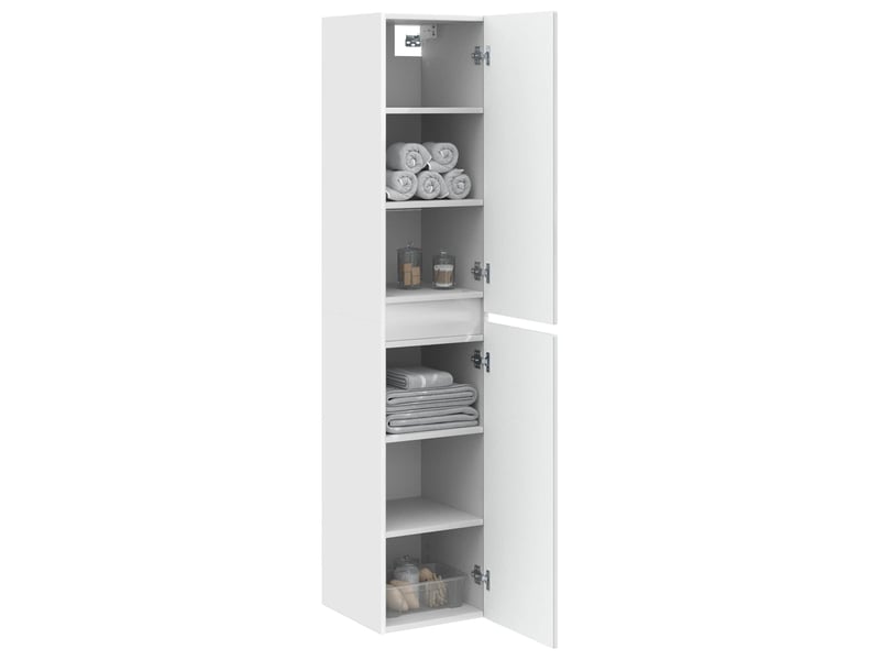 Cabinet salle de bain mural, meuble de rangement blanc brillant shl7984 - Conforama C