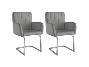 Lot de 2 chaises de salle à manger en polyuréthane gris avec pieds en métal en forme de z