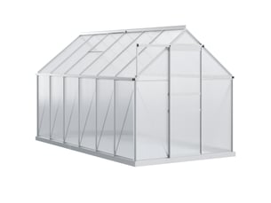 Serre de jardin 7,1 m² en aluminium polycarbonate avec fondation, 190 x 375 x 199 cm, serre avec fenêtre