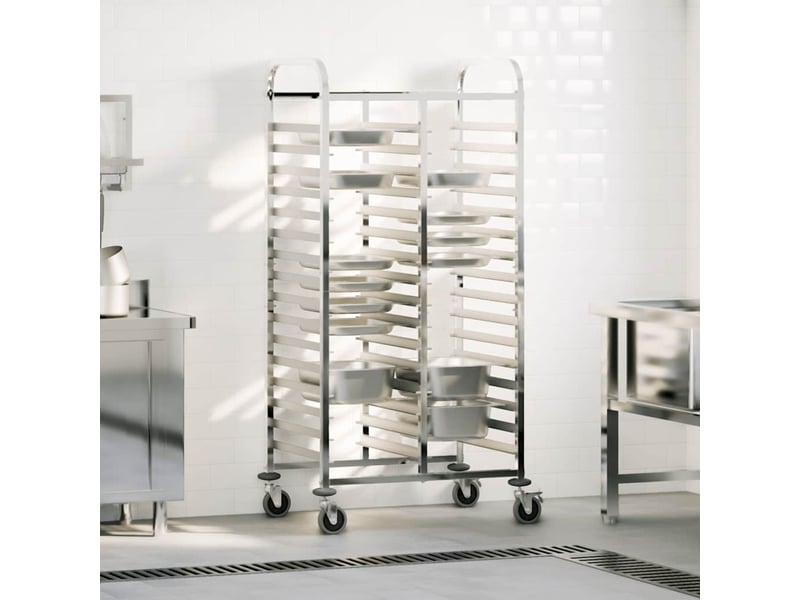  Desserte de cuisine, chariot à plateaux 32 bacs gn 75x55x162,5 cm acier inoxydable  - Conforama B