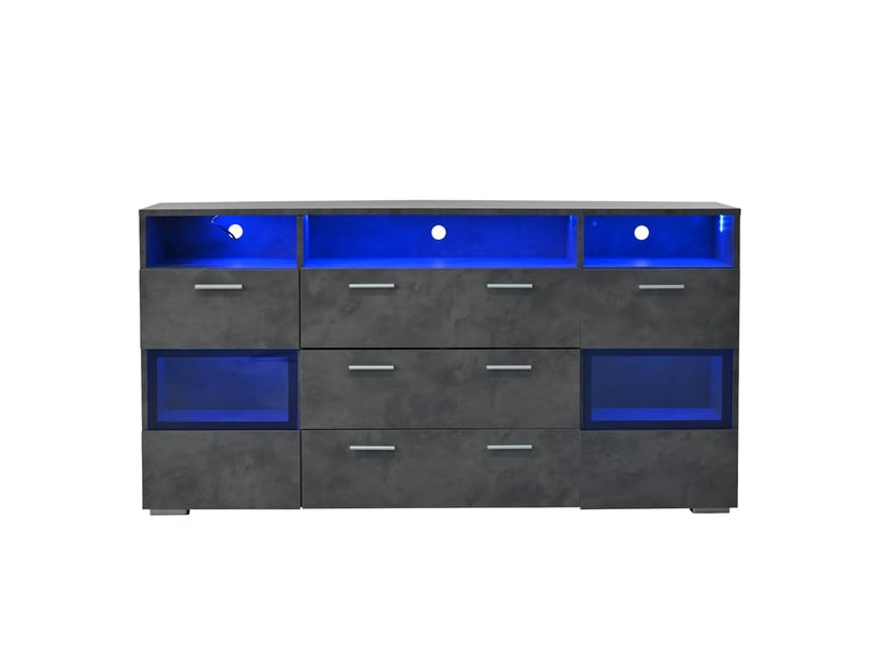  Buffet de rangement avec led panneau de particules gris 140x33.5x72.5 cm - pangivo  - Conforama A