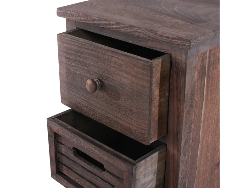  Commode, table d'appoint, armoire, 4 tiroirs, 30x25x74cm, shabby, vintage - marron  - Conforama E