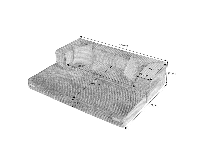  Canapé convertible 3 places en velours côtelé blanc W3454P439878 - Conforama C