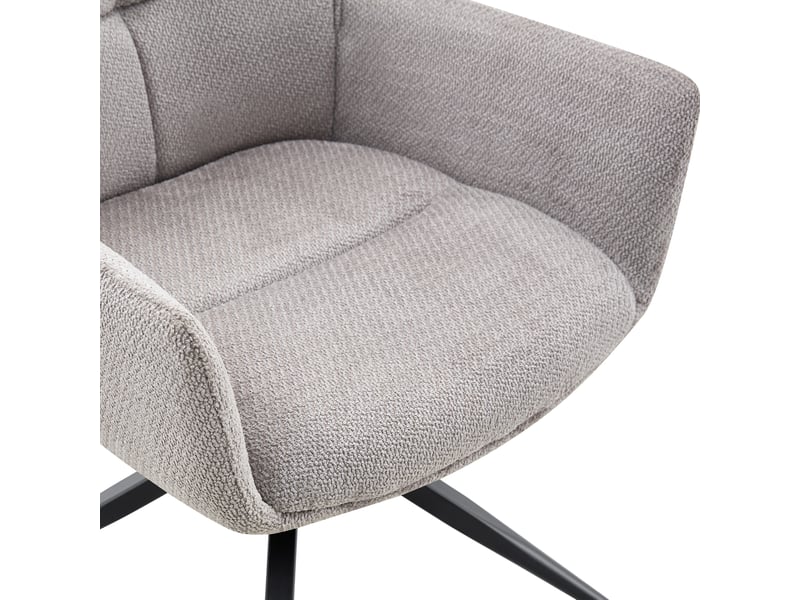  Lot de 2 chaise rotative 360°, chaise de salle à manger avec dossier large, accoudoirs enveloppants, gris+noir, métal  - Conforama E