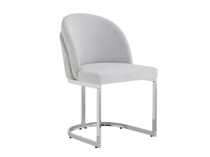Lot de 6 chaises de salle à manger en tissu chenille gris clair et argenté