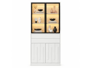 Vitrine coloris blanc 3 étagère(s) WISHDOR - 70 cmx180 cm