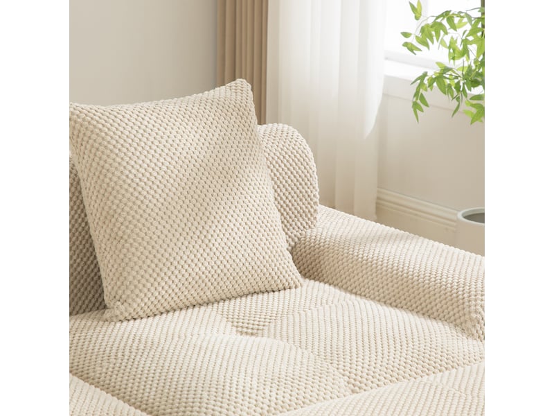 Canapé modulable chenille beige kaki - canapé salon compressé sans montage mousse haute résilience antidérapant - Conforama D