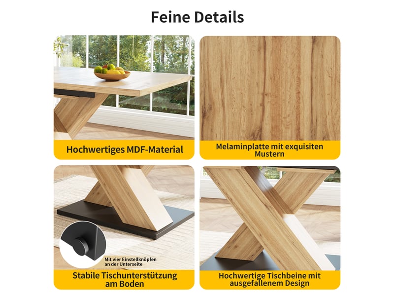 119-158 table à manger extensible avec rangement, design moderne, structure fonctionnelle pour cuisine et salle à manger - Conforama D