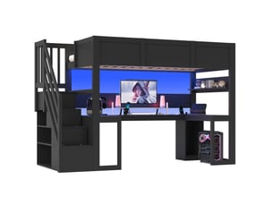 Lit mezzanine 90x200 cm MODENUIT    coloris noir