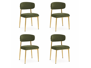 Lot de 4 chaises de salle à manger 51x50x81 cm rembourrées vert et doré