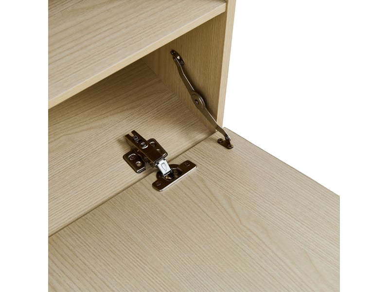  Meubles d'entrée avec miroir, banc rembourré, tringle coulissante, rangement à chaussures et 4 crochets en mdf, bois  - Conforama E