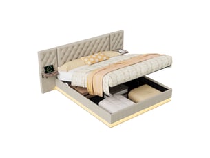 Lit coffre 140x200 cm <strong></strong> <strong></strong> coloris beige