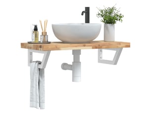 Étagère de vasque murale acier et bois massif d'acacia shl5065