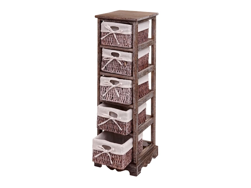 Commode, étagère 5 paniers, 25x28x90cm, shabby, vintage - marron - Conforama D