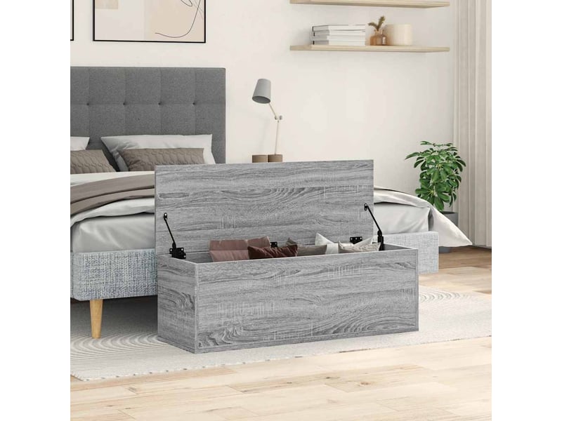  Boîte de rangement, coffre de rangement sonoma gris 102x35x35 cm bois d'ingénierie  - Conforama C