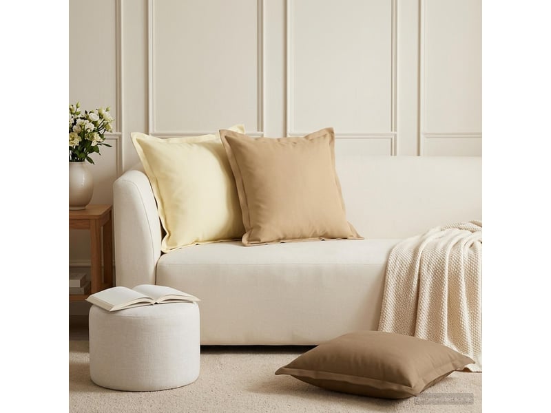  Lot de 12 housses de coussin houten crème 45 x 45 cm polyester cf49004  - Conforama B