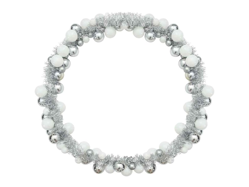  Guirlande de boules de noël blanc et argent 186 cm polystyrène  - Conforama E