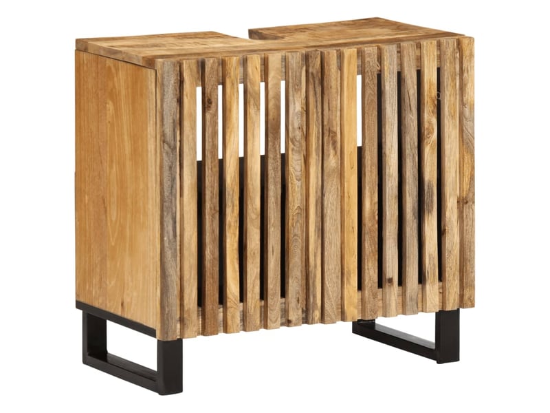  Armoire lavabo de salle de bain, cabinet de salle de bain 62x34x58cm manguier massif brut cf65600  - Conforama B