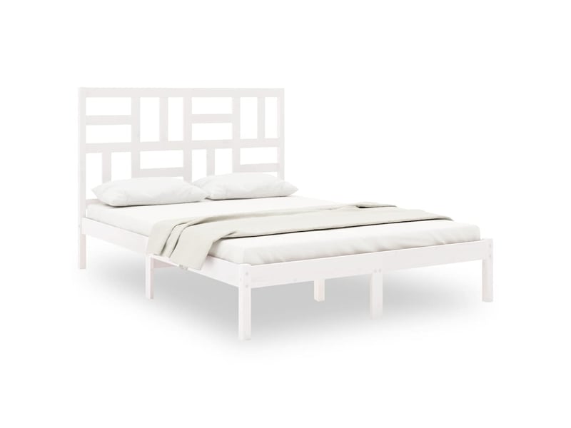 Lit double- lit adulte - cadre de lit sans matelas blanc bois massif 140x190 cm - Conforama A