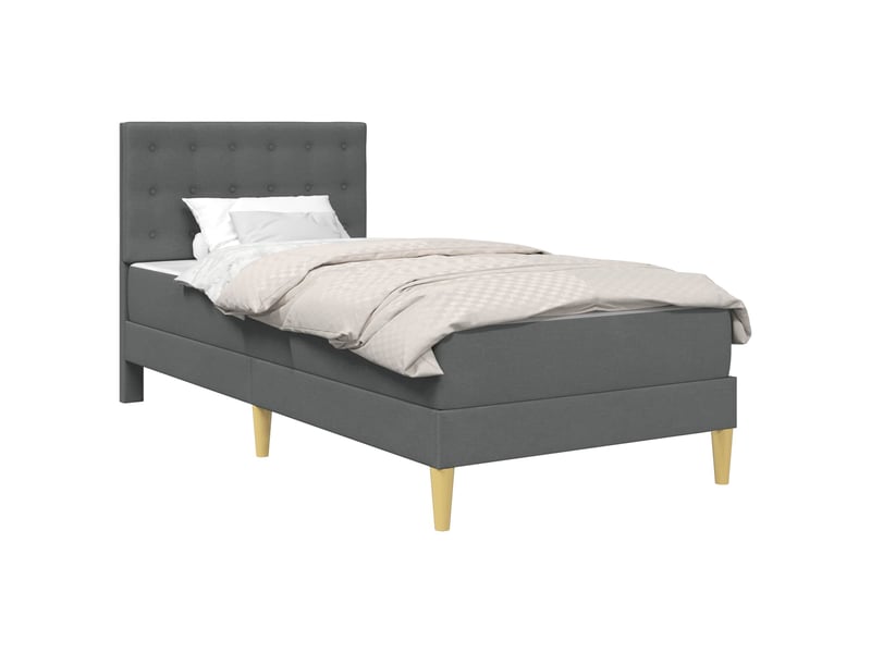  Lit simple- lit adulte -  cadre de lit avec matelas gris foncé 80 x 200 cm tissu  - Conforama A