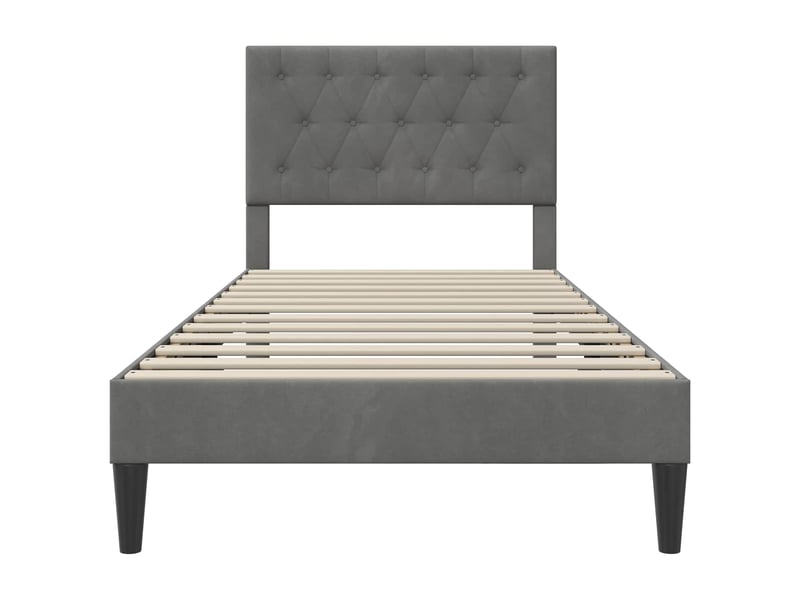  Lit simple- lit adulte -  cadre de lit avec tête de lit gris foncé 80 x 200 cm velours  - Conforama C
