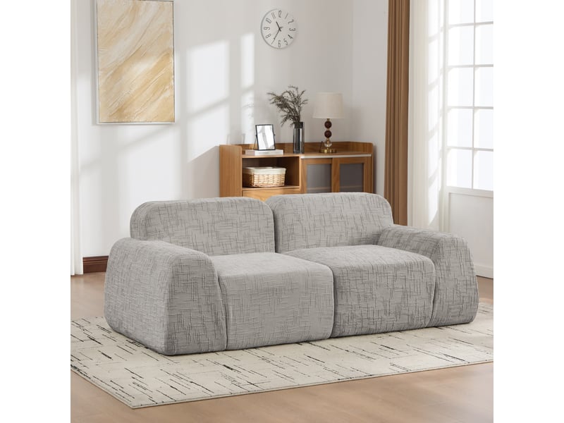 Canapé modulable en tissu chenille gris, 198x90,5x73 cm, compression sans outil, idéal salon - Conforama B