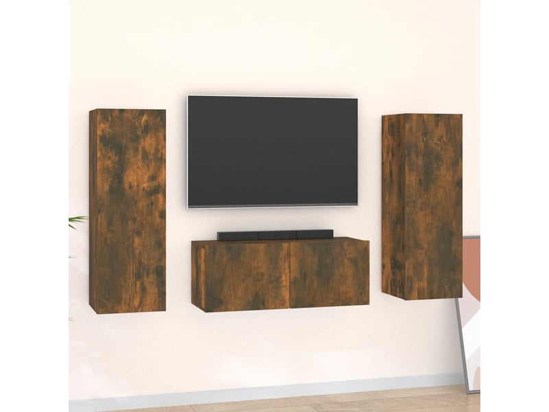  Ensemble de meubles tv 3 pcs chêne fumé bois d'ingénierie shl49034  - Conforama B