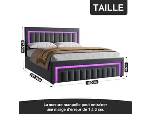 Lit avec rangement 180x200 cm coloris gris
