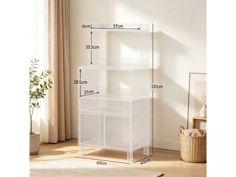  Buffet de cuisine noir 60 cm avec tiroir et étagère, meuble micro-ondes  - Conforama C
