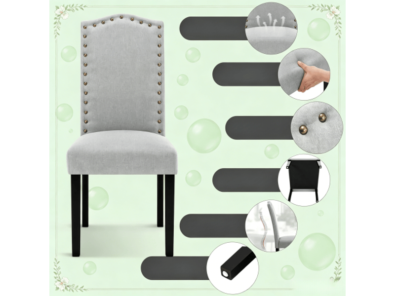  Chaise moderne – lot de 2, dossier haut, pour salle à manger, bureau, salon, coiffeuse, cuisine  - Conforama E