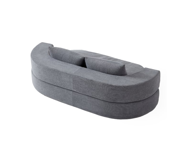Canapé-lit pliable 2-en-1 avec 2 oreillers, mousse haute densité, gris clair - Conforama E