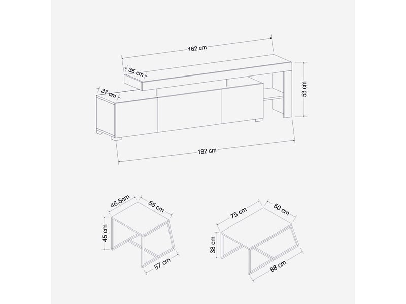  Ensemble meuble tv et tables basses de salon modernes beliz  - Conforama C