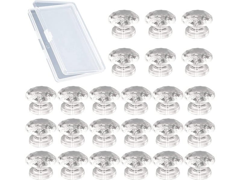  Pack de 24 mini poignées adhésives acryliques en forme de diamant, poignées sans perçage pour miroirs, boîtes cadeaux et petits meubles  - Conforama B