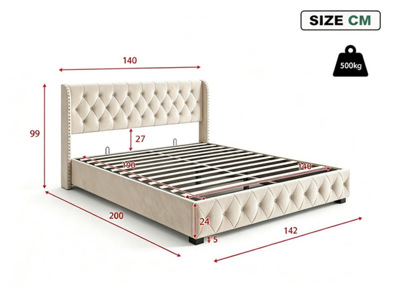 Lit coffre 160x200 cm ezssw, coloris beige - Conforama C