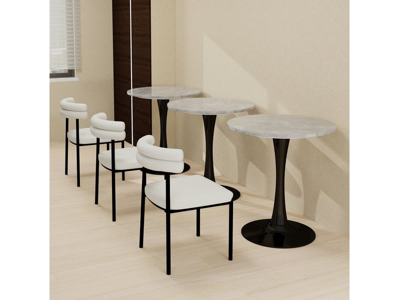  Table basse ronde 70 cm, style minimaliste, noir et gris, avec motif de marbre en mdf  - Conforama B