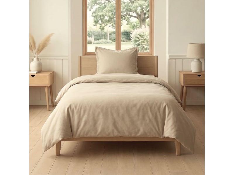  Parure housse de couette 140x200cm + 1 taies 100% coton grège - vitalia VITALIA - Conforama A