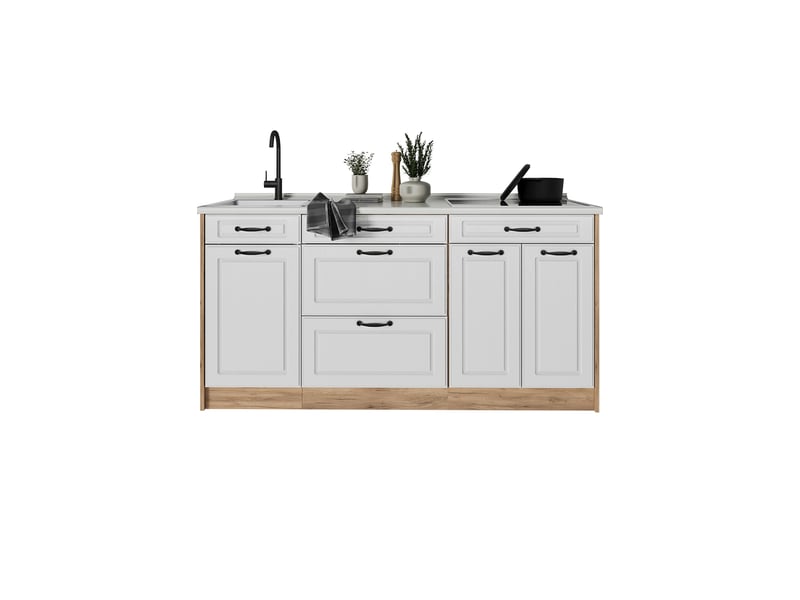  Vicco bloc de cuisine, blanc campagnechêne doré, 160cm sans plan de travail  - Conforama E