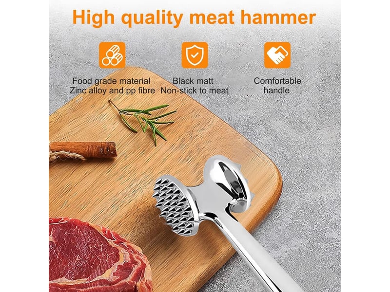Marteau à viande double face, marteau à steak, attendrisseur de viande en acier inoxydable, avec manche antidérapant pour steak le porc et même - Conforama D