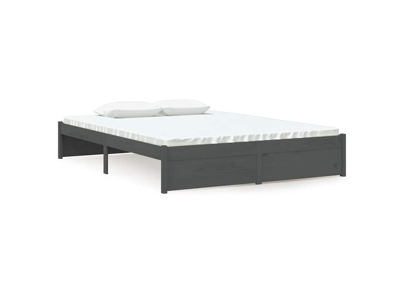  Lit double- lit adulte -  cadre de lit sans matelas gris bois massif 135x190 cm  - Conforama A