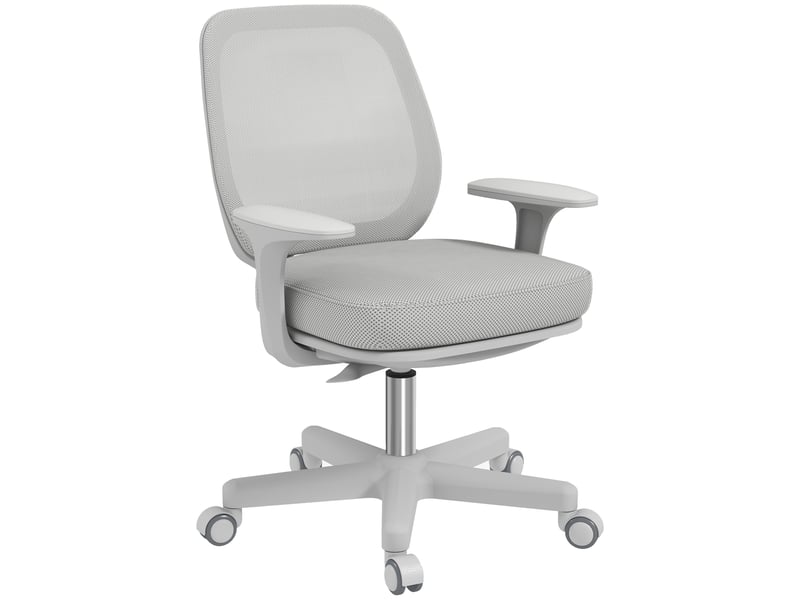  Fauteuil de bureau ergonomique inclinable à hauteur réglable et 5 roulettes, 55 x 48 x 82,5-94,5 cm, gris  - Conforama A