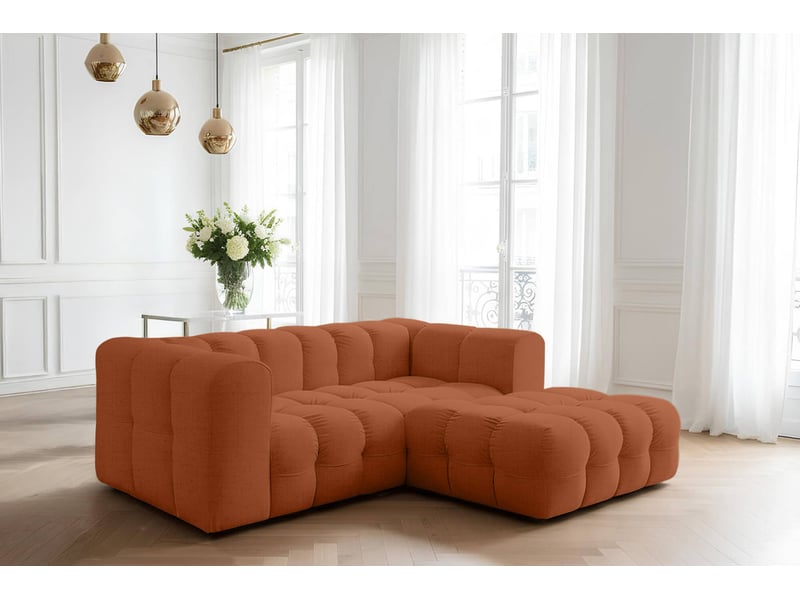  Canapé d'angle droit miloe mini 3 places en tissu - terracotta MILOE - Conforama B