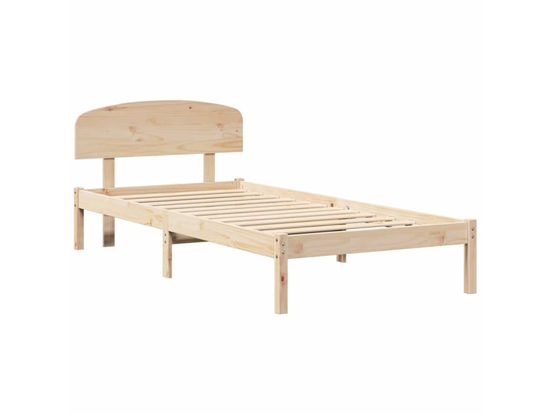  Lit simple- lit adulte -  cadre de lit avec tête de lit naturel 90 x 200 cm pin massif  - Conforama C