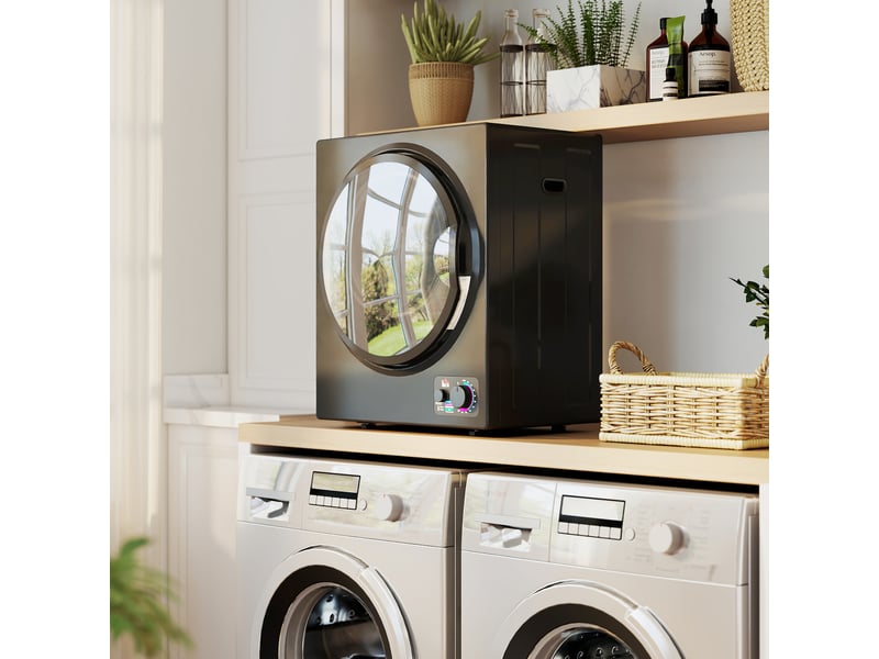  Sèche-linge électrique portable 850w, capacité 33l 4 modes de fonctionnement, acier inoxydable, noir, 49 x 40,5 x 60 cm  - Conforama D